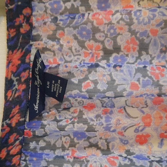 American Eagle sheer blue floral top shirt Blouse - Picture 2 of 5